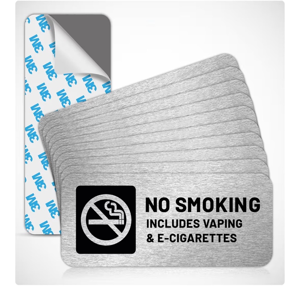 No Smoking Signs for Business Rust Free Aluminum Adhesive  Set of 10 NIP